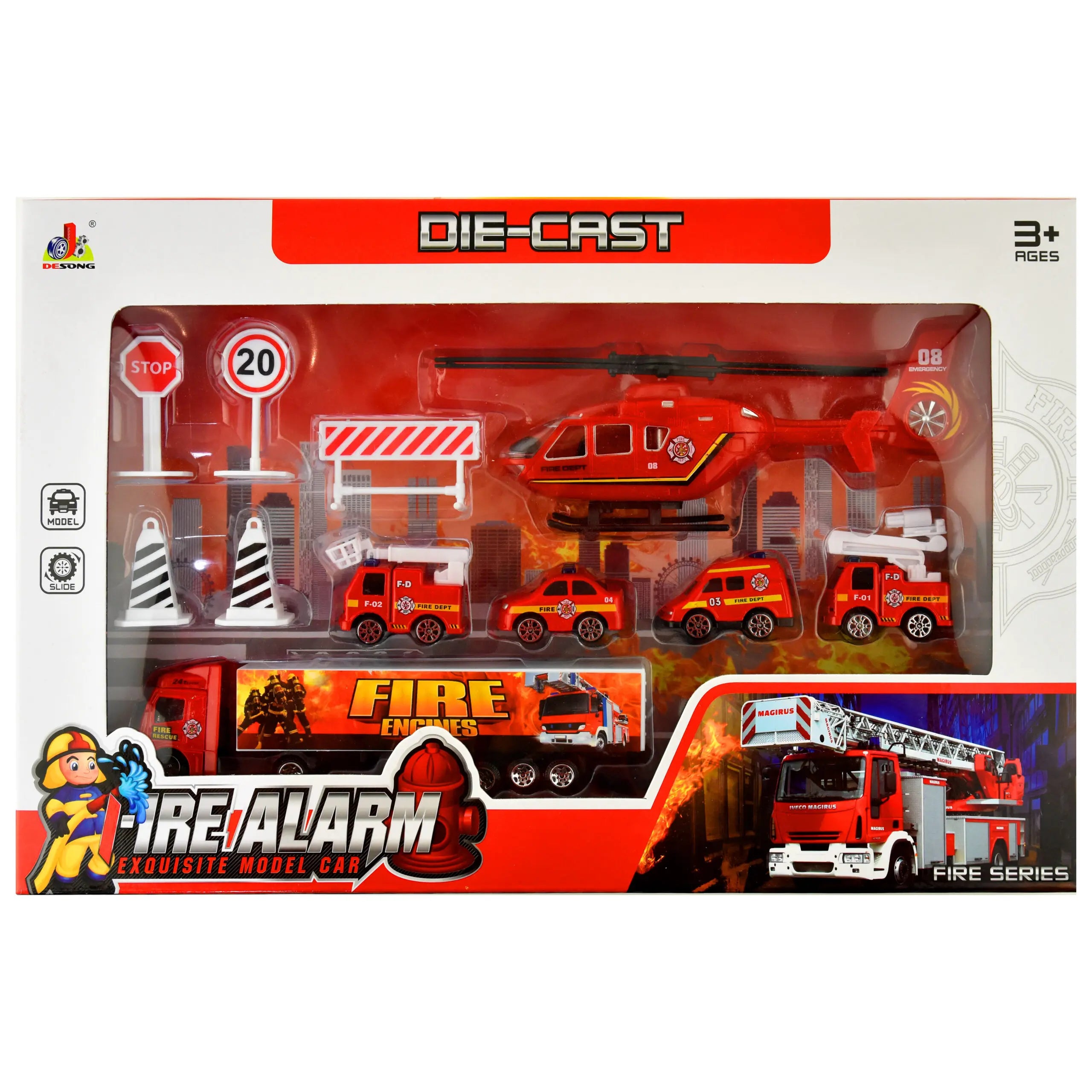 Leksaksfordon Die Cast Brandkår Utryckningsfordon 11 delar